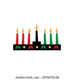 Kinara. Traditional Kwanzaa symbols. Isolated on white background. African American holiday