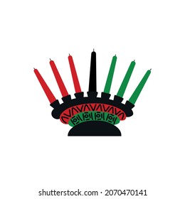 Kinara. Traditional Kwanzaa symbols. Isolated on white background. African American holiday