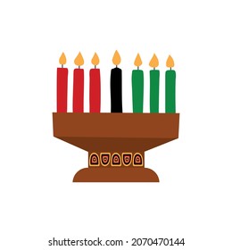 Kinara. Traditional Kwanzaa symbols. Isolated on white background. African American holiday