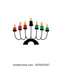 Kinara. Traditional Kwanzaa symbols. Isolated on white background. African American holiday