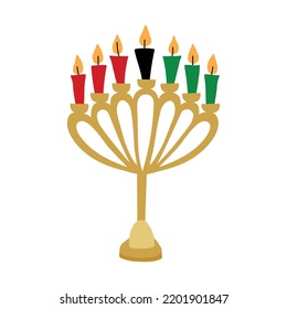 Kinara. Traditional Kwanzaa symbols. Isolated on white background. African American holiday