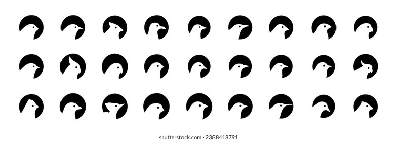 kind of animals birds flat modern minimal icon set collection sign symbol logo design vector illustration