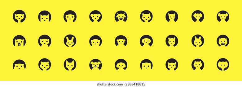 Tierart sütes Portrait flaches modernes minimalistisches Symbol-Sammlung Symbol Symbol-Logo-Design Vektorgrafik