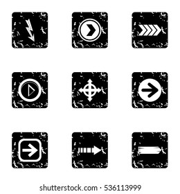 Kind of arrow icons set. Grunge illustration of 9 kind of arrow vector icons for web