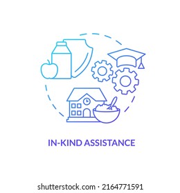 In kind assistance blue gradient concept icon. School feeding and nutrition. Social assistance abstract idea thin line illustration. Isolated outline drawing. Myriad Pro-Bold font used