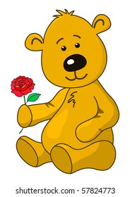 The kind bear sits and holds a rose flower in a paw: it to you a gift :)
