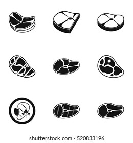 Kind of beef icons set. Simple illustration of 9 kind of beef vector icons for web