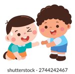 Kind Boy Helping Friend After Falling Cartoon Vector Illustration