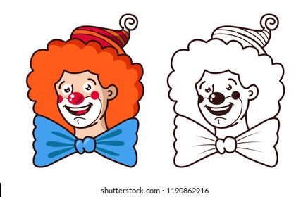 the kind clown smiles. color and black and white version. vector illustration