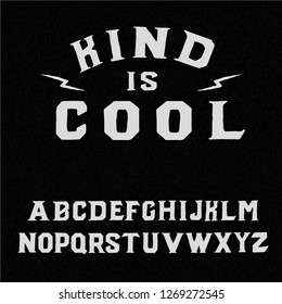 Kind is cool. Original logotype. Simple logo. Black style. Print for clothes or sticker.