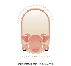 Kind of cute pig logo isolated on a white background. Logotype Templates for Cosmetics and Beauty, Flowers, Spas, Wedding Services, Restaurants, Fashion and Aesthetics. Vector animal logo