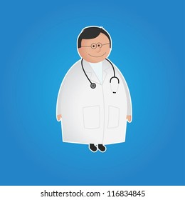 Kind doctor vector character isolated on blue background