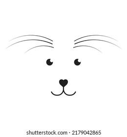 Kind Dog With Long Eyelashes. Animal Face, Cute Kawaii Avatar, Mascot Icon. Flat Vector Illustration Isolated On White Background.