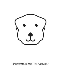 Kind Dog Smiling Animal Face, Cute Kawaii Avatar, Mascot Icon. Flat Vector Illustration Isolated On White Background.