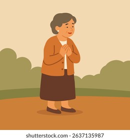 Kind elderly woman. Vector stock illustration eps10.