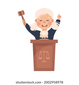Kind and Fair Little Girl Doing Justice and Engaged in Honest Behavior Vector Illustration