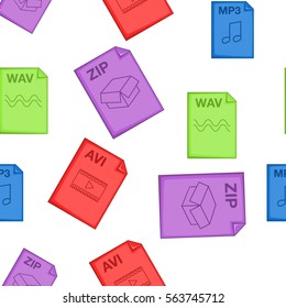 Kind of files pattern. Cartoon illustration of kind of files vector pattern for web