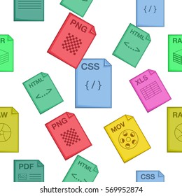 Kind of files pattern. Cartoon illustration of kind of files vector pattern for web