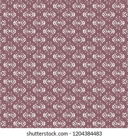 A kind of floral decorative elements embedded in grid spaces. Textile pattern. Ornamental claret background. Vector illustration.