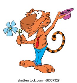 kind gentlemen tiger  - vector cartoon illustration
