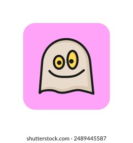 Kind ghost line icon. Smiling, funny, spirit.  Mystery concept. Vector illustration can be used for topics like party, Halloween, cartoon