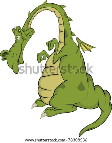Kind green dragon.Cartoon