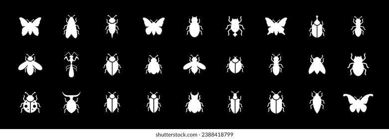 tipo de insecto plano moderno conjunto de iconos mínimo colección símbolo logo diseño de vector ilustración