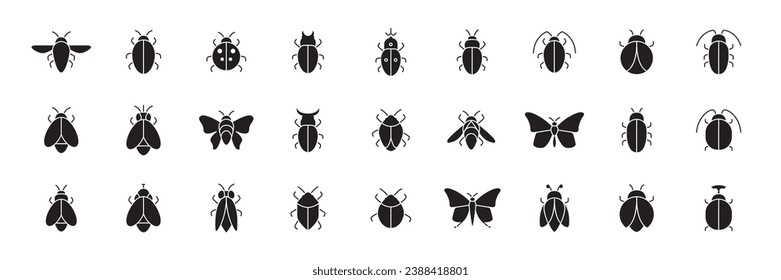 kind of insect flat modern simple minimal icon set collection sign symbol logo design vector illustration