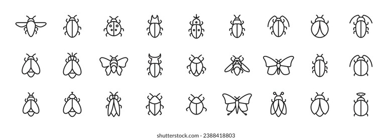kind of insect with wings line style simple modern minimal icon set collection sign symbol logo design vector illustration