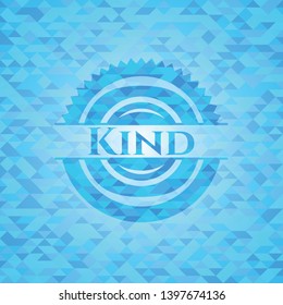 Kind light blue emblem with triangle mosaic background