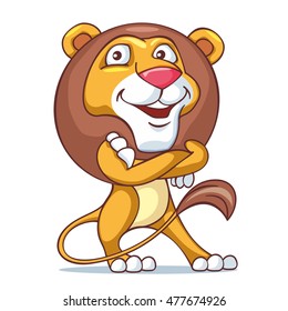 Kind lion is standing and smiling . VECTOR ILLUSTRATION