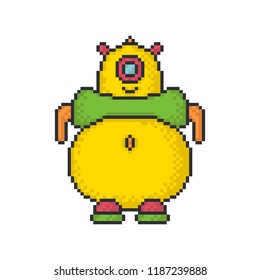 Kind monster pixel art style vector icon on white background.
