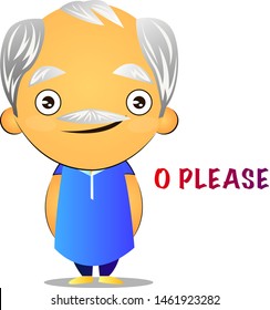 Kind old man, illustration, vector on white background.