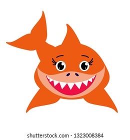 Kind, orange, decorative shark, girl, vector