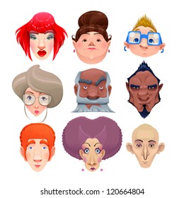 Kind of people. Vector and cartoon isolated characters
