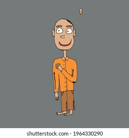 kind person smiles. Vector illustration. Isolated. Coloring pages for adults and children. Cartoon. Hand-drawn doodle style. Can be used in your projects in banners and posters.