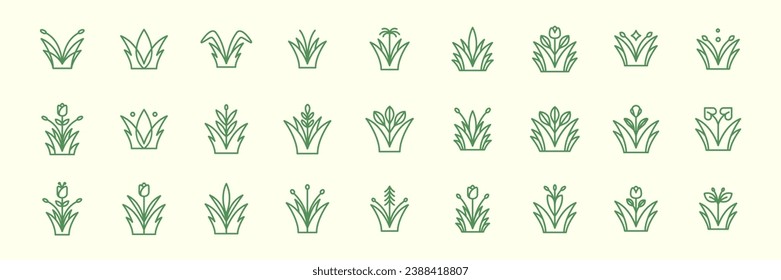 kind of plant flowers gardening botanical agriculture line style minimal icon set collection sign symbol logo design vector illustration