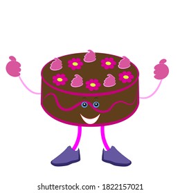 Kind and positive smiling cake isolated on white background.