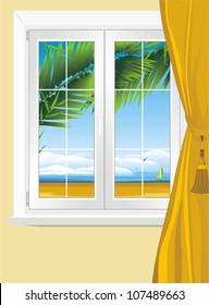Kind of sea landscape from window. Vector