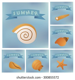 kind of sea shells, sticker vector silhouette illustration