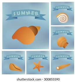 kind of sea shells, sticker vector silhouette illustration