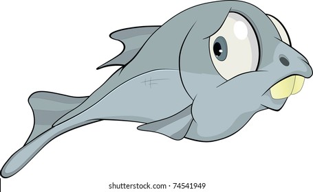 Kind small fish. Cartoon
