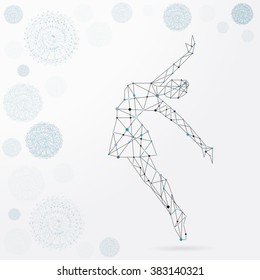 Kind of sport that consisting of points and lines.Ballerina.Vector graphics composed of particles