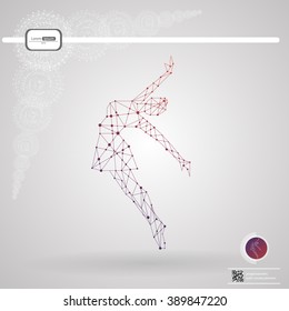 Kind of sport that consisting of points and lines.Ballerina.Vector graphics composed of particles