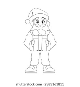 Kind and sweet Santa Claus, the main character of the New Year holidays. Coloring style