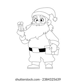Kind and sweet Santa Claus, the main character of the New Year holidays. Coloring style