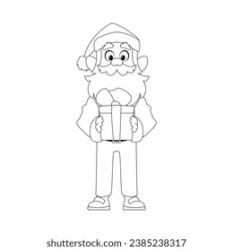 Kind and sweet Santa Claus, the main character of the New Year holidays. Coloring style