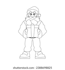 Kind and sweet Santa Claus, the main character of the New Year holidays. Coloring style