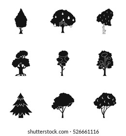 Kind of trees icons set. Simple illustration of 9 kind of trees vector icons for web