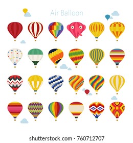 kind of various pattern colorful hot air balloons vector illustration flat design